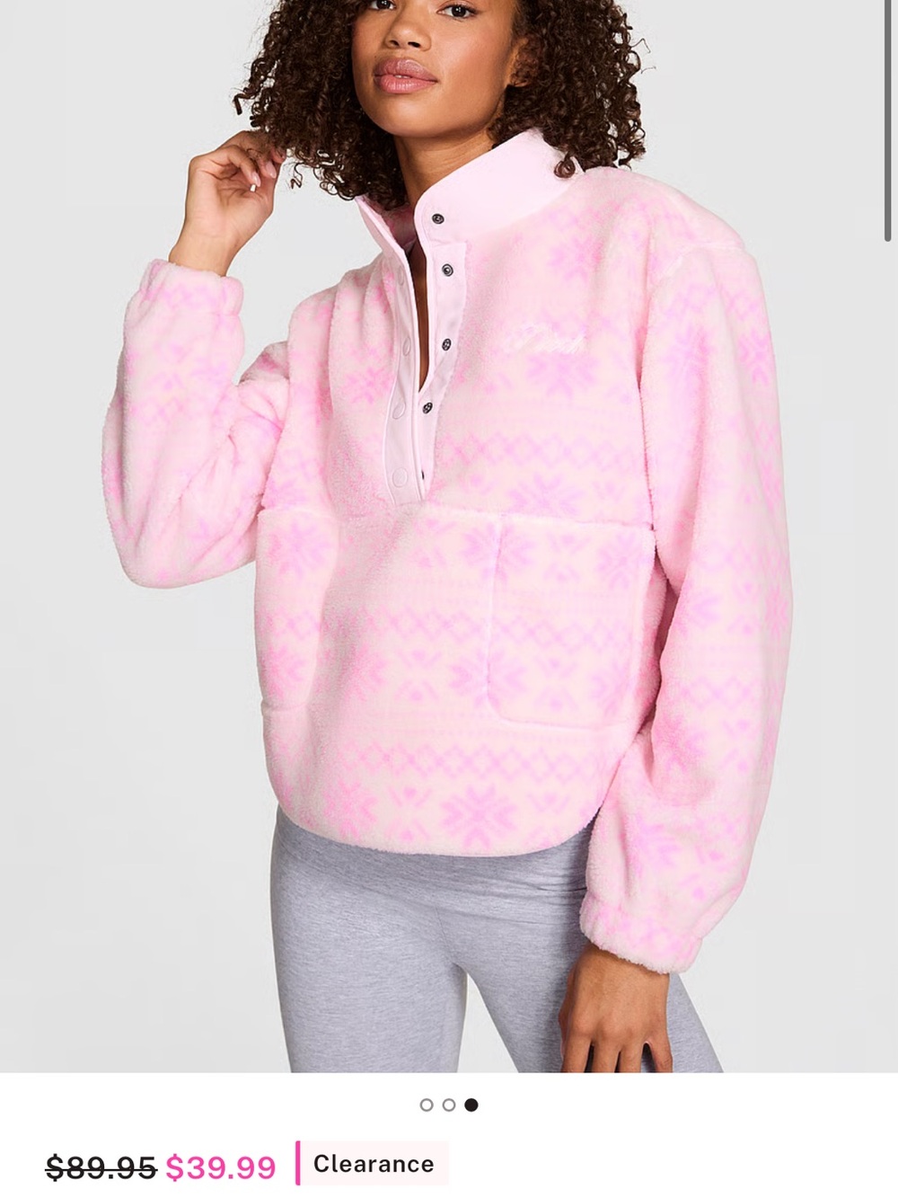 PINK Victoria’s Secret Plush Teddy Front-Snap Pullover
